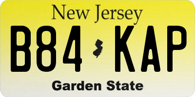 NJ license plate B84KAP