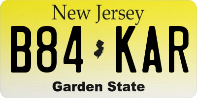 NJ license plate B84KAR