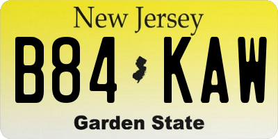 NJ license plate B84KAW