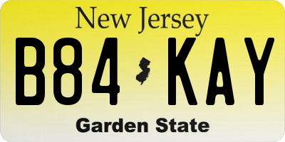 NJ license plate B84KAY