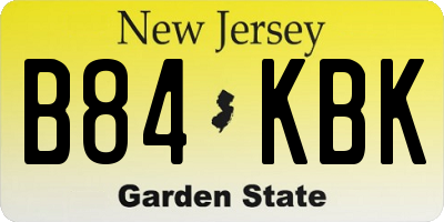 NJ license plate B84KBK