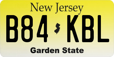 NJ license plate B84KBL