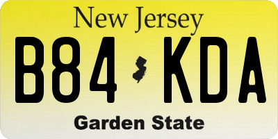 NJ license plate B84KDA