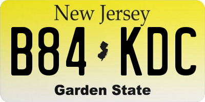 NJ license plate B84KDC