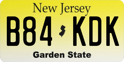 NJ license plate B84KDK