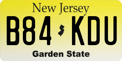 NJ license plate B84KDU