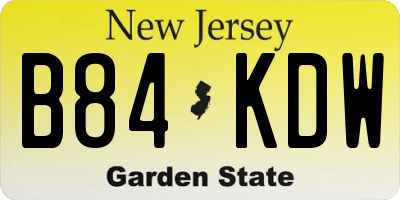NJ license plate B84KDW