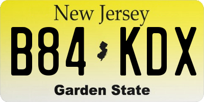NJ license plate B84KDX