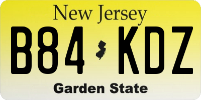 NJ license plate B84KDZ