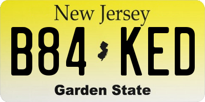 NJ license plate B84KED