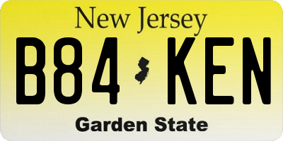 NJ license plate B84KEN