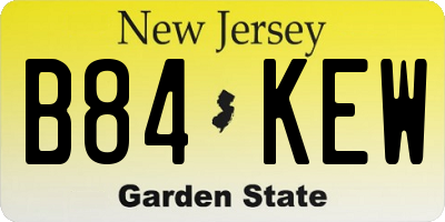 NJ license plate B84KEW