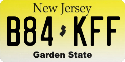 NJ license plate B84KFF