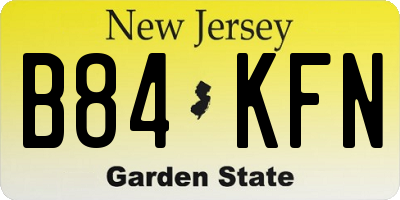 NJ license plate B84KFN