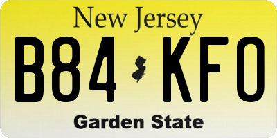 NJ license plate B84KFO