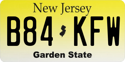 NJ license plate B84KFW