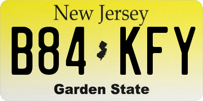 NJ license plate B84KFY