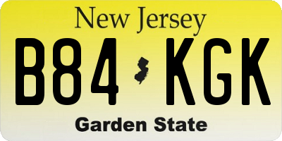 NJ license plate B84KGK