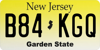 NJ license plate B84KGQ