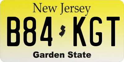 NJ license plate B84KGT