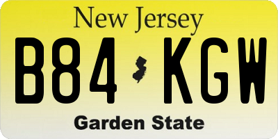 NJ license plate B84KGW