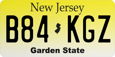 NJ license plate B84KGZ