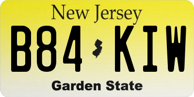 NJ license plate B84KIW