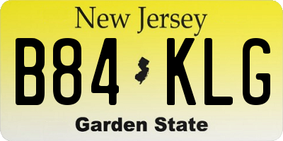 NJ license plate B84KLG