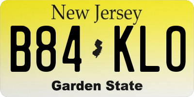 NJ license plate B84KLO