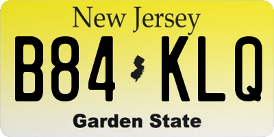 NJ license plate B84KLQ