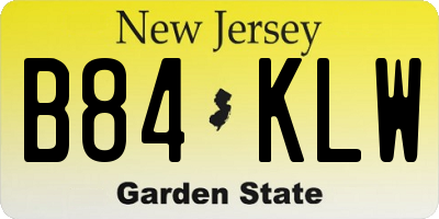 NJ license plate B84KLW