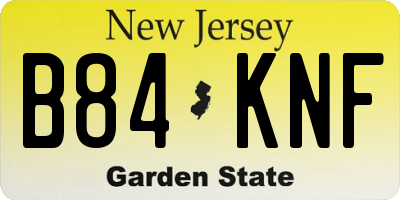 NJ license plate B84KNF