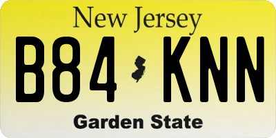 NJ license plate B84KNN