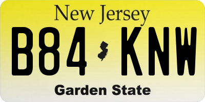 NJ license plate B84KNW