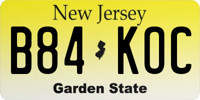 NJ license plate B84KOC