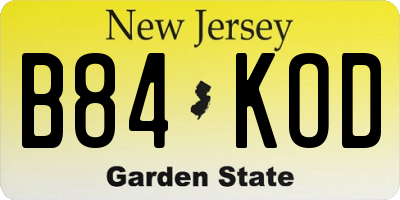 NJ license plate B84KOD