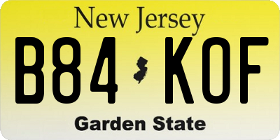 NJ license plate B84KOF