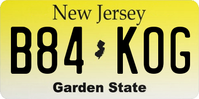 NJ license plate B84KOG