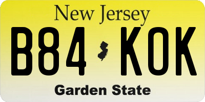 NJ license plate B84KOK