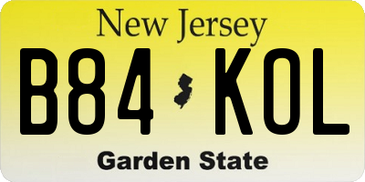 NJ license plate B84KOL