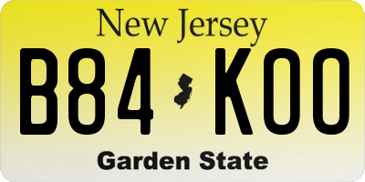 NJ license plate B84KOO
