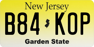 NJ license plate B84KOP