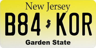NJ license plate B84KOR