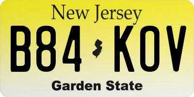 NJ license plate B84KOV
