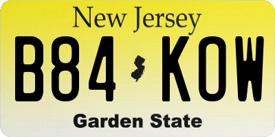NJ license plate B84KOW