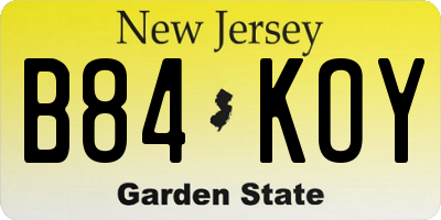 NJ license plate B84KOY
