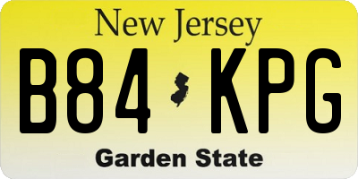NJ license plate B84KPG