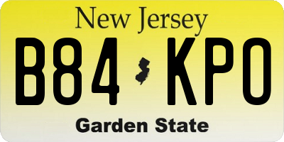 NJ license plate B84KPO