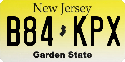 NJ license plate B84KPX