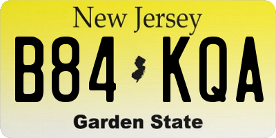 NJ license plate B84KQA